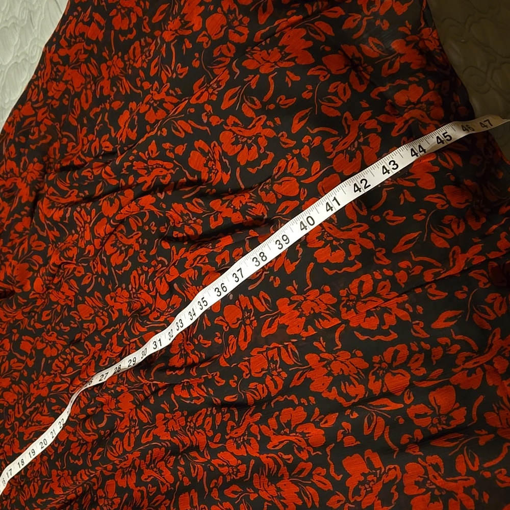 Torrid Red Floral on Black Dress Long Sleeve Cris Cross Front - Picture 5 of 7